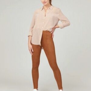 Spanx Faux Suede Rich Caramel colored leggings - size Medium NWT